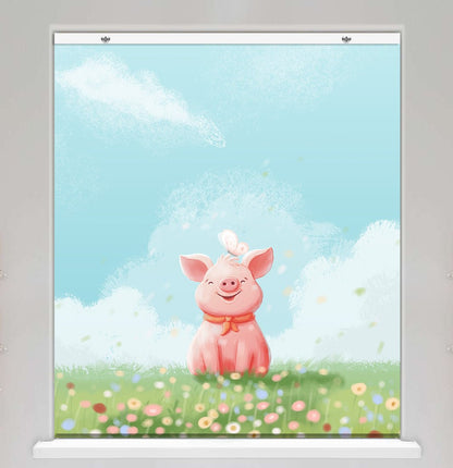 Cute Pig Kids Illustration EasyBlock Printed Blackout Blind with Toggle attachment - EB10 - Art Fever - Art Fever