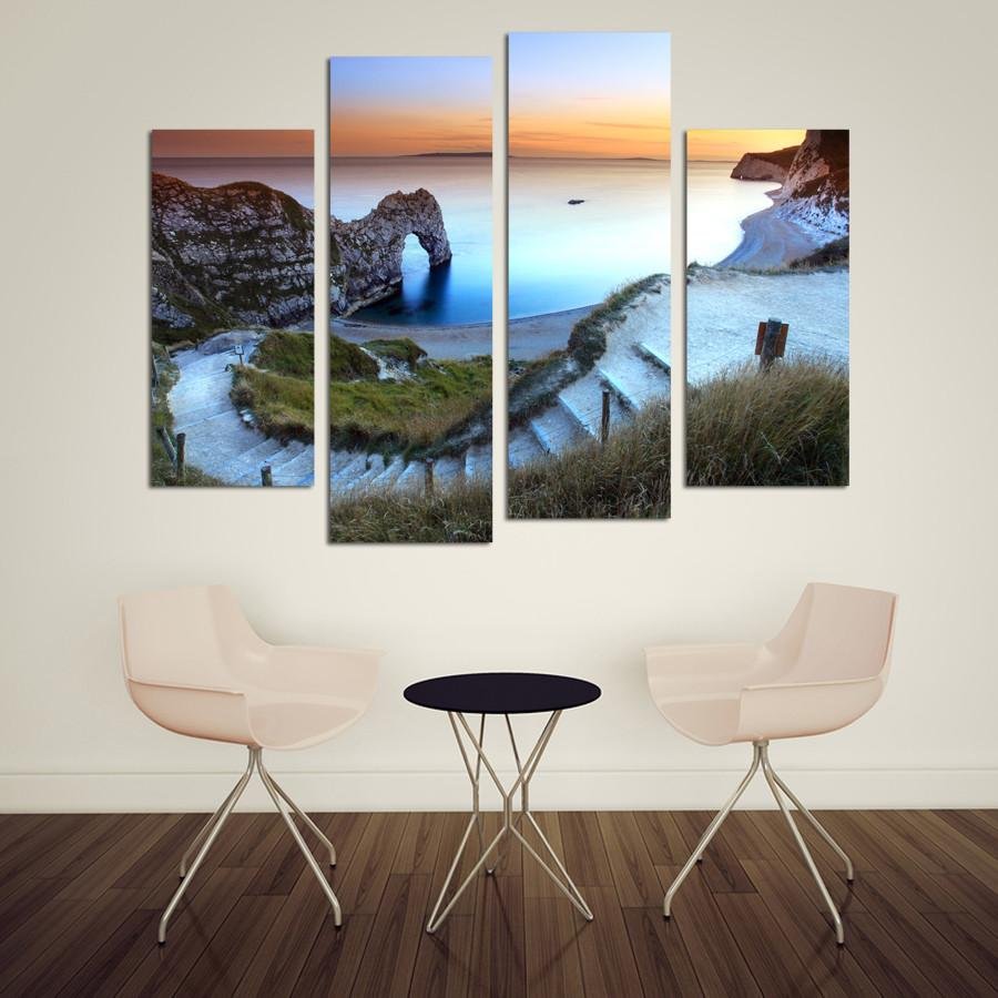 CWA5 - The Path to Durdle Door 4 Panel Canvas Wall Art - Art Fever - Art Fever