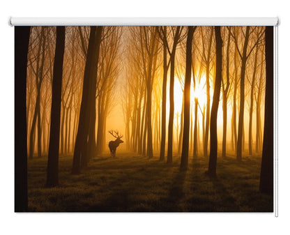 Deer in Morning Sunrise Printed Picture Photo Roller Blind - 1X492837 - Art Fever - Art Fever