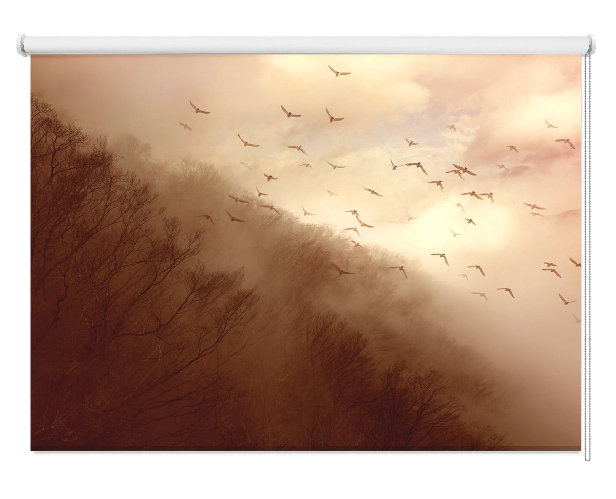 Departure - Birds over the Misty Mountain Printed Photo Window Roller Blind - 1X31413 - Art Fever - Art Fever