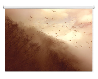 Departure - Birds over the Misty Mountain Printed Photo Window Roller Blind - 1X31413 - Art Fever - Art Fever