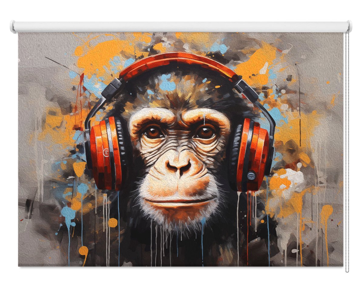 DJ Monkey Printed Picture Photo Roller Blind - 1X2720578 - Art Fever - Art Fever