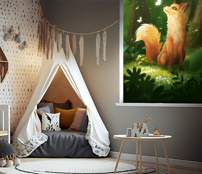 Dreamy Fox Kids Illustration EasyBlock Printed Blackout Blind with Toggle attachment - EB17 - Art Fever - Art Fever
