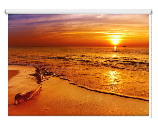 Driftwood on the Golden Beach at Sunset Printed Roller Blind - RB1112 - Art Fever - Art Fever