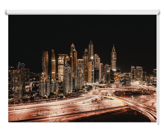 Dubai Skyline at Night Printed Picture Photo Roller Blind- 1X1471955 - Art Fever - Art Fever