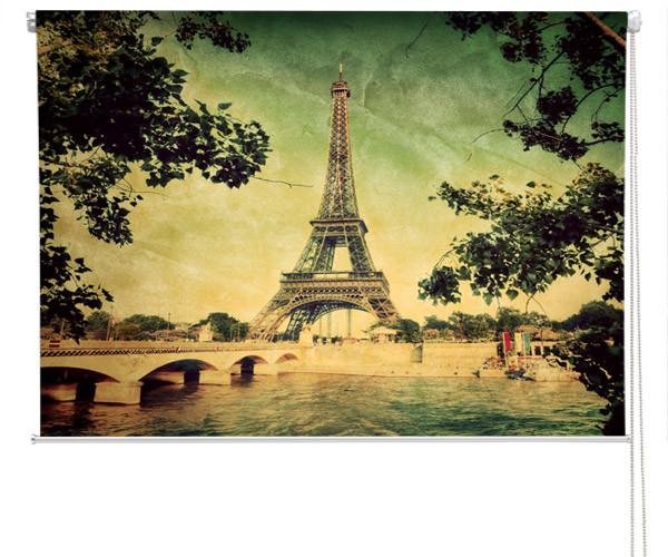 Eiffel Tower Grunge Effect Printed Picture Photo Roller Blind - RB294 - Art Fever - Art Fever