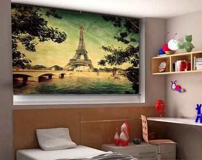 Eiffel Tower Grunge Effect Printed Picture Photo Roller Blind - RB294 - Art Fever - Art Fever