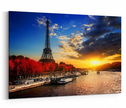 Eiffel Tower On The Bank Of Seine In Paris Canvas Print Picture - SPC273 - Art Fever - Art Fever