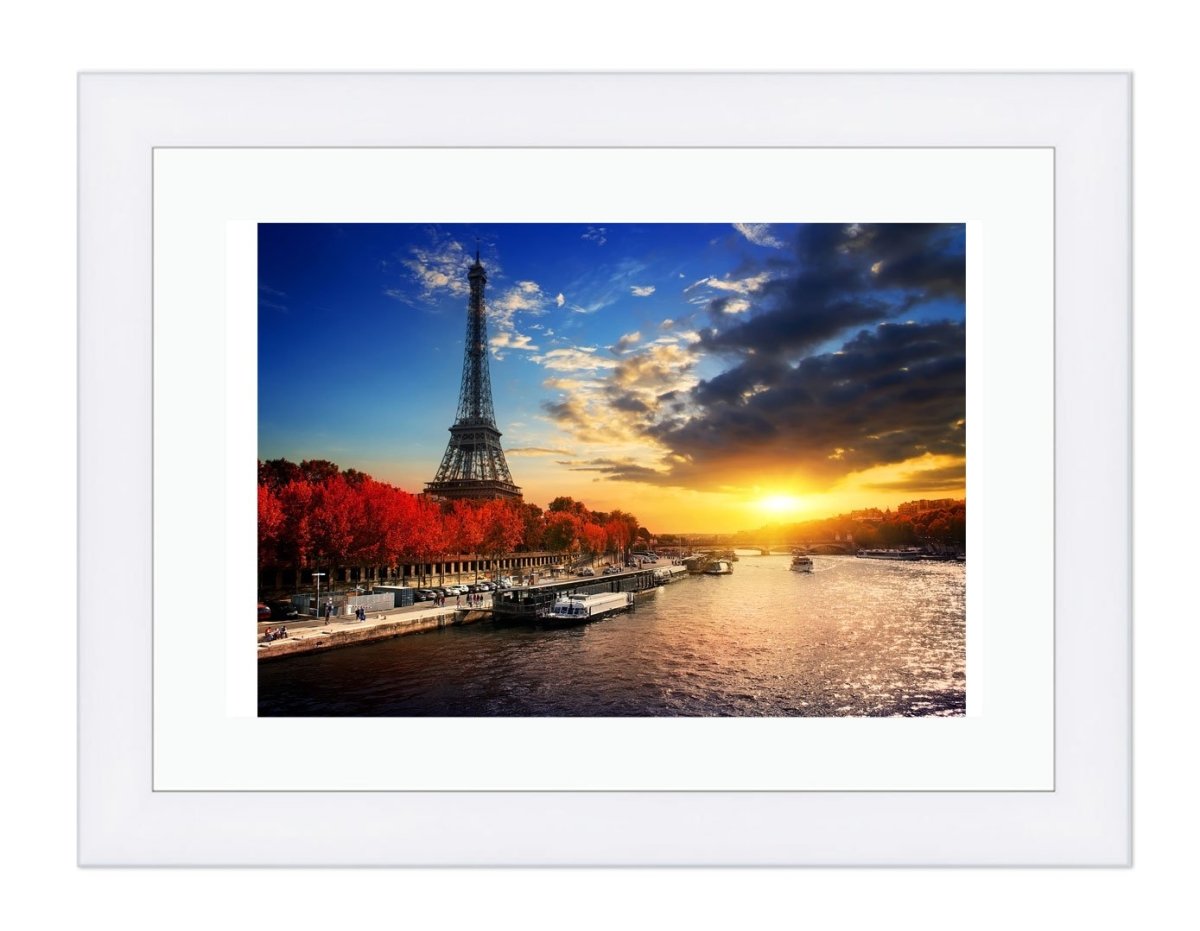 Eiffel Tower On The Bank Of Seine In Paris Framed Mounted Print Picture - FP56 - Art Fever - Art Fever