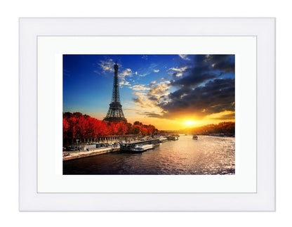 Eiffel Tower On The Bank Of Seine In Paris Framed Mounted Print Picture - FP56 - Art Fever - Art Fever