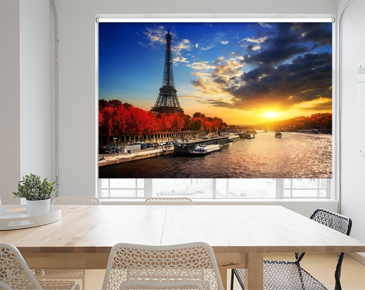 Eiffel Tower On The Bank Of Seine In Paris Printed Picture Photo Roller Blind - RB1089 - Art Fever - Art Fever