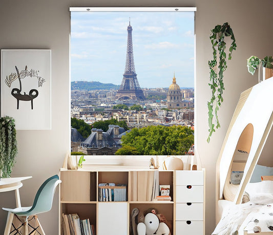 Eiffel Tower Paris EasyBlock Printed Cordless Blackout Blind with Toggle attachment - EB39 - Art Fever - Art Fever