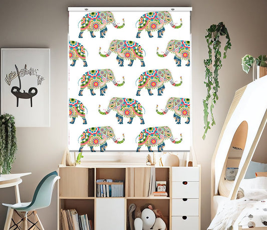 Elephants Madala pattern EasyBlock Printed Cordless Blackout Blind with Toggle attachment - EB48 - Art Fever - Art Fever