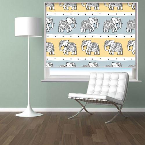 Elephants Seamless Animal Pattern Printed Picture Photo Roller Blind - RB538 - Art Fever - Art Fever