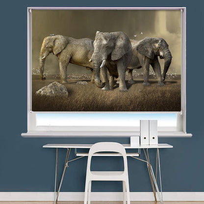 Elephants Wildlife Scene Image Printed Roller Blind - RB825 - Art Fever - Art Fever