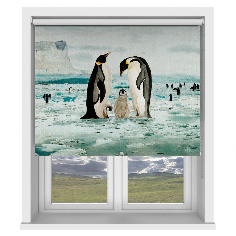 Emperor Penguin Family Painting Printed Picture Photo Roller Blind - 1X2571543 - Pictufy - Art Fever