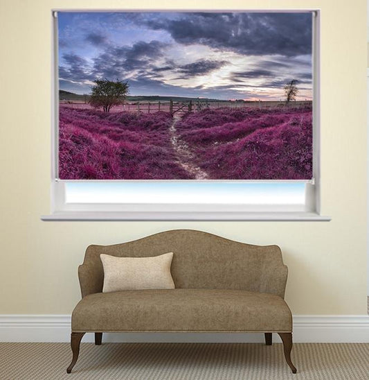 English Countryside Purple Landscape Printed Picture Photo Roller Blind - RB429 - Art Fever - Art Fever