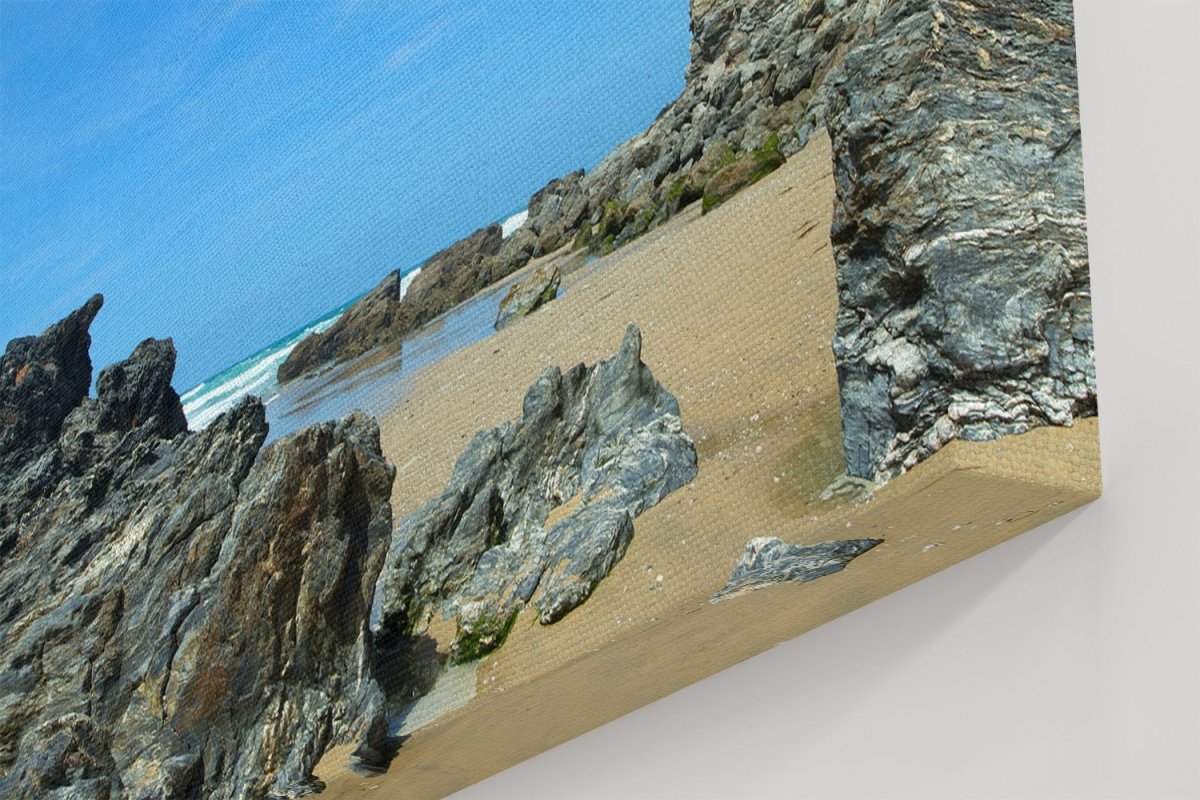 Eroding rock cliffs, Porthtowan beach Cornwall Printed Canvas Print Picture - SPC173 - Art Fever - Art Fever