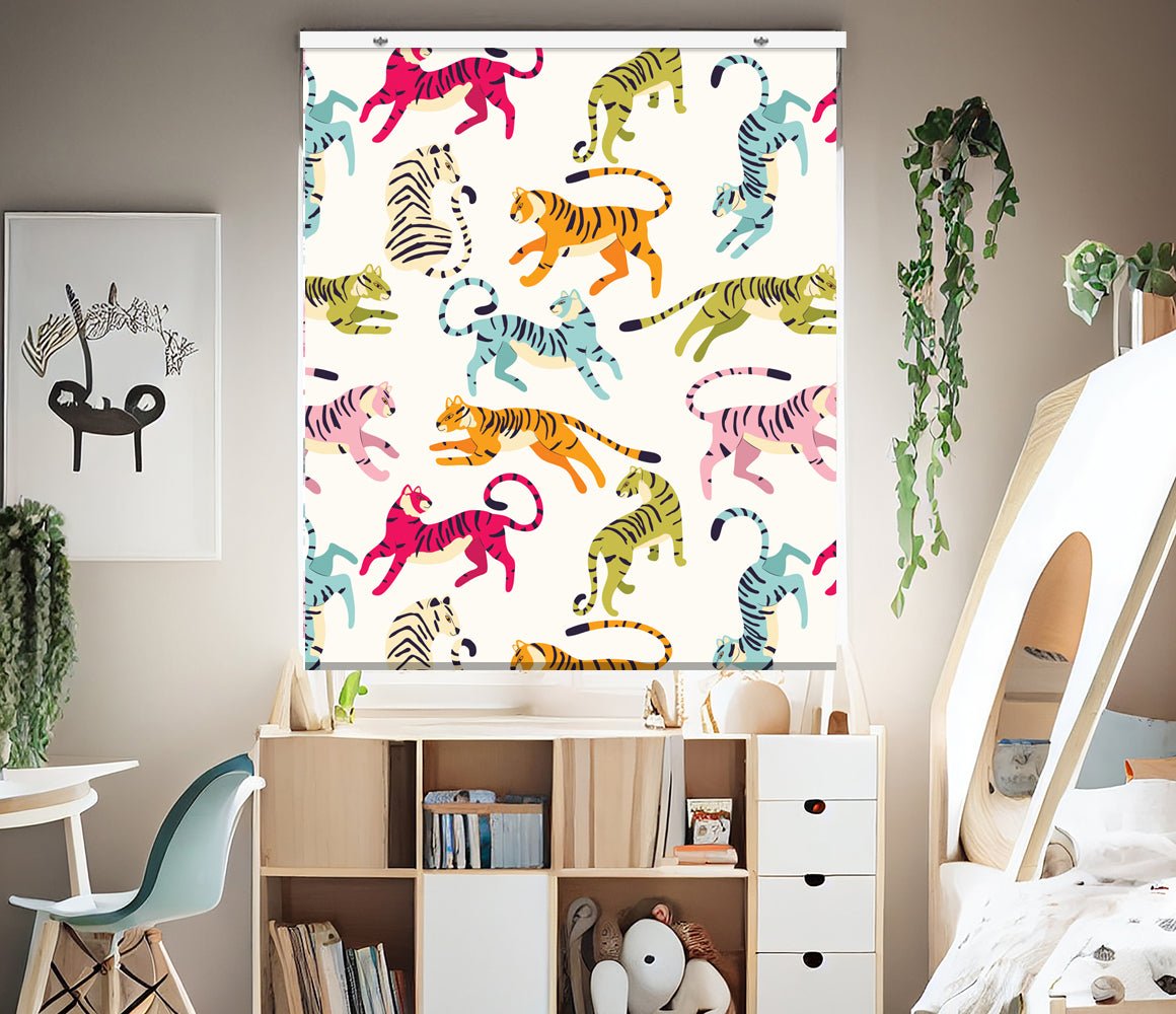 Exotic Tigers Pattern EasyBlock Printed Cordless Blackout Blind with Toggle attachment - EB46 - Art Fever - Art Fever