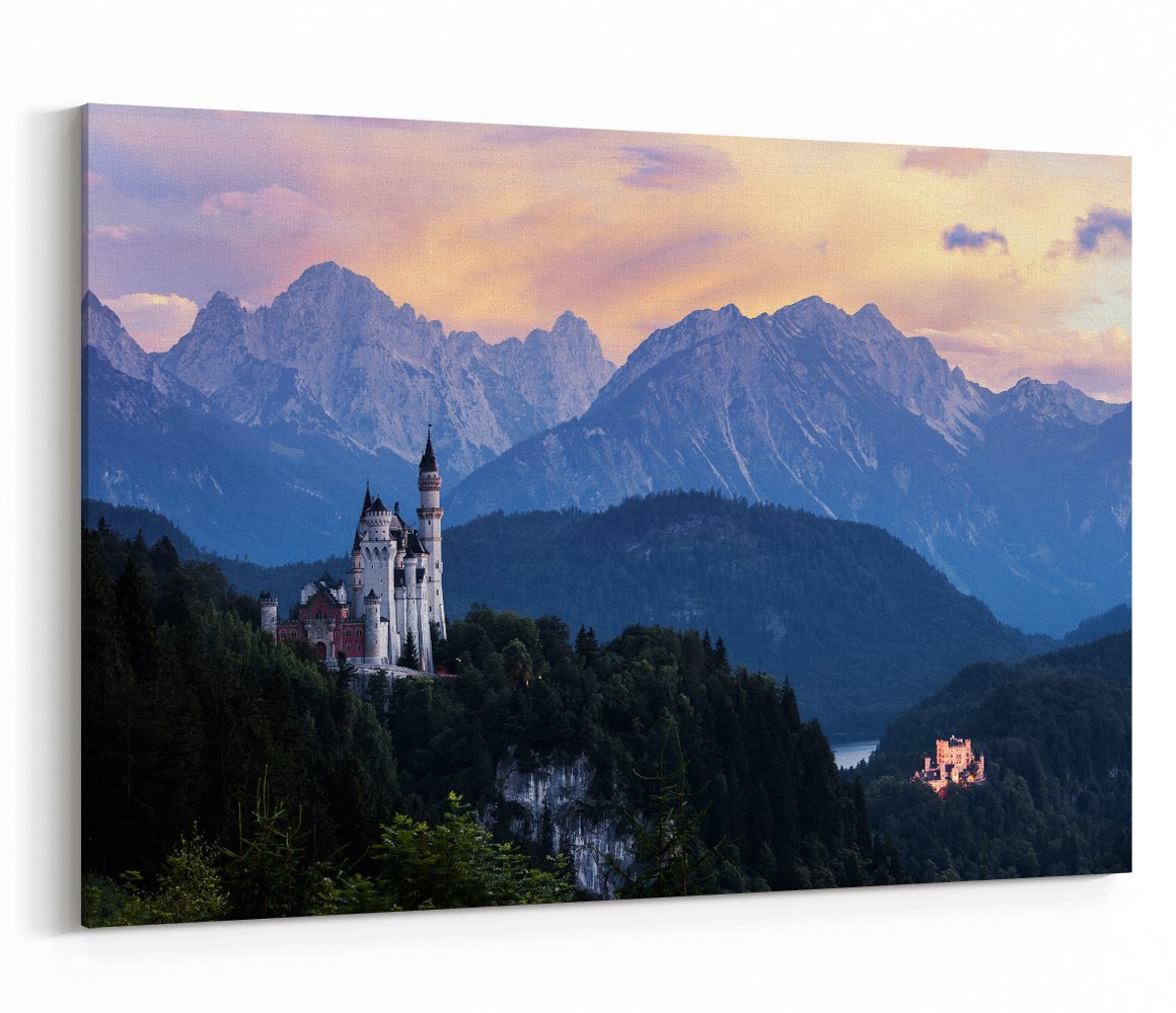 Famous Neuschwanstein Castle At Sunset, Germany Canvas Print Picture - SPC262 - Art Fever - Art Fever