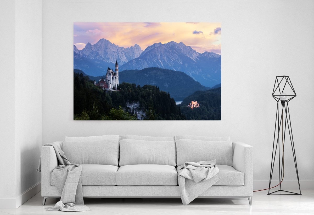 Famous Neuschwanstein Castle At Sunset, Germany Canvas Print Picture - SPC262 - Art Fever - Art Fever