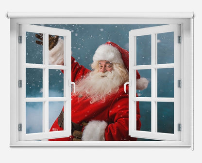 Father Christmas Through the Window Printed Picture Photo Roller Blind - RB1045 - Art Fever - Art Fever