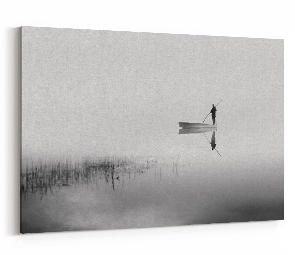 Fishing Boat on the Lake Canvas Print Wall Art - 1X1367776 - Art Fever - Art Fever