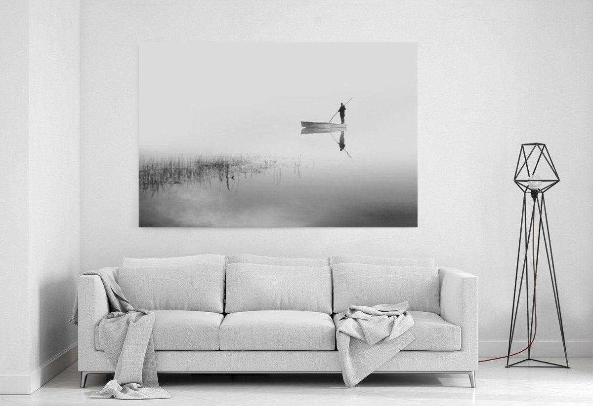Fishing Boat on the Lake Canvas Print Wall Art - 1X1367776 - Art Fever - Art Fever