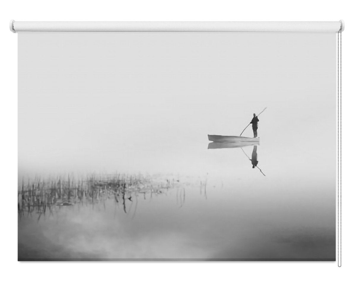 Fishing Boat on the Lake Printed Picture Photo Roller Blind- 1X1367776 - Art Fever - Art Fever