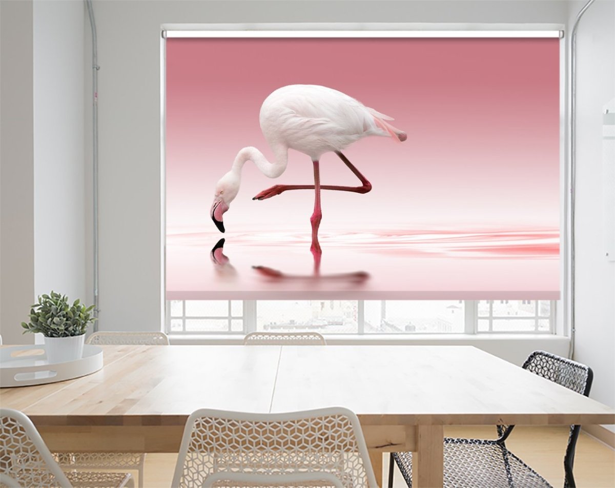 Flamingo Pink Water Printed Picture Photo Roller Blind - 1X1027153 - Art Fever - Art Fever