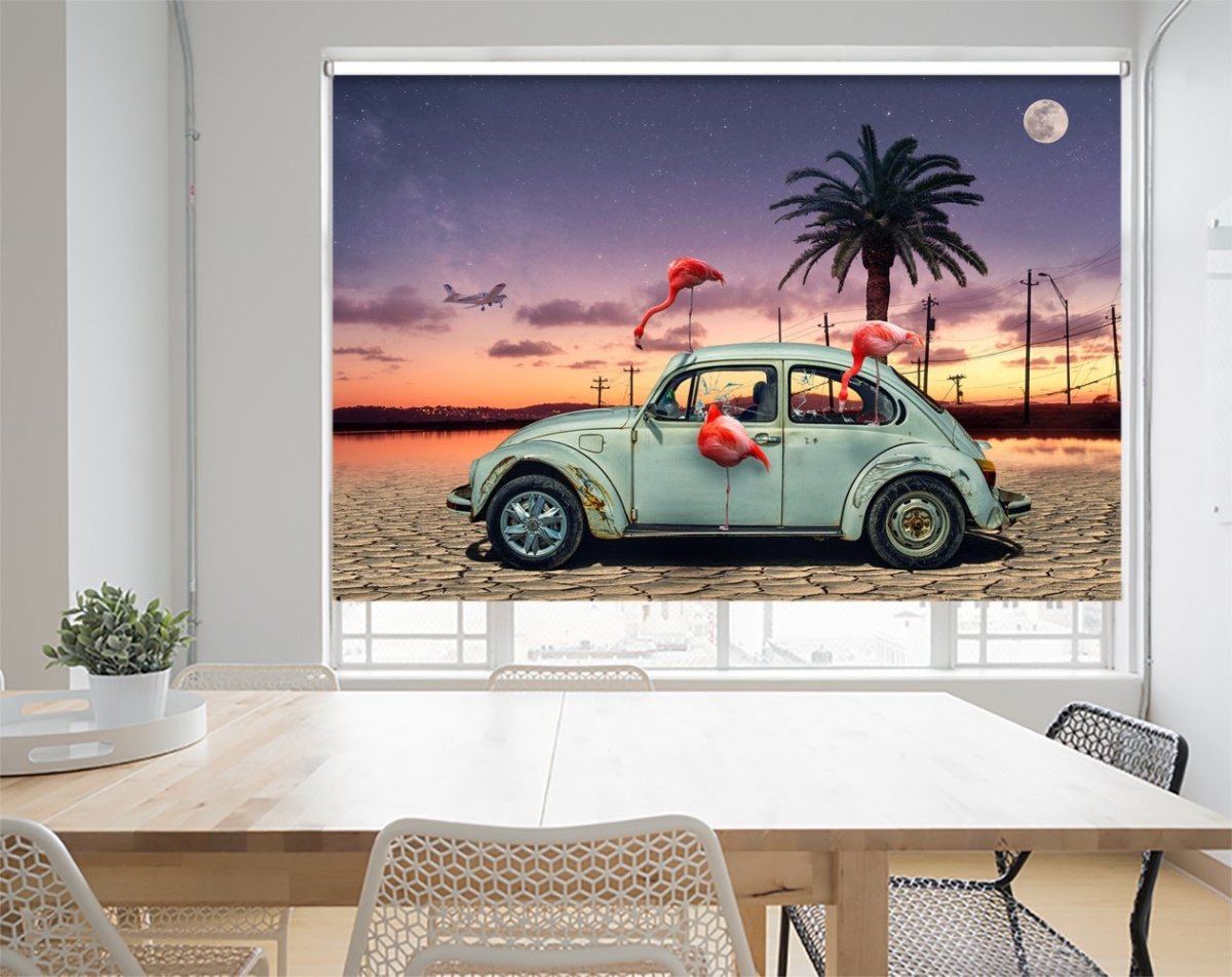 Flamingos Ate My Car Printed Picture Photo Roller Blind- 1X1869693 - Art Fever - Art Fever
