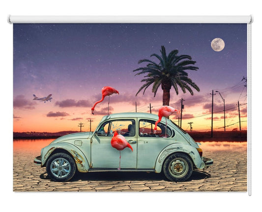 Flamingos Ate My Car Printed Picture Photo Roller Blind- 1X1869693 - Art Fever - Art Fever