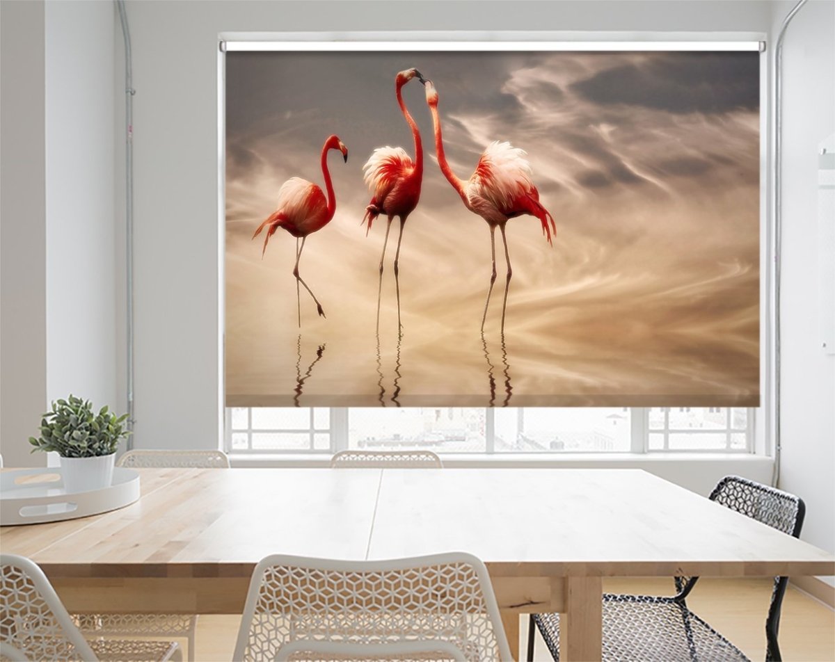 Flamingos Reflection Printed Picture Photo Roller Blind - 1X52201 - Art Fever - Art Fever