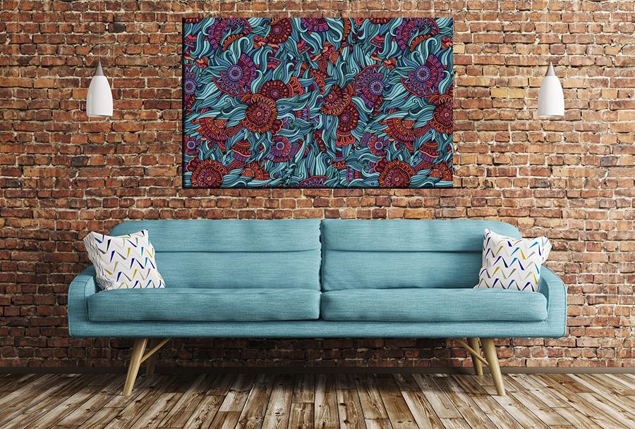 Floral Pattern 2 Image Printed Onto A Single Panel Canvas - SPC134 - Art Fever - Art Fever