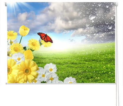 Floral scene with butterfly Printed Picture Photo Roller Blind - RB151 - Art Fever - Art Fever
