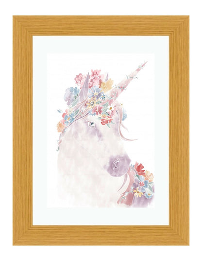 Floral Unicorn Illustration Wall Art Framed Mounted Print Picture - 1X2030376 - Art Fever - Art Fever