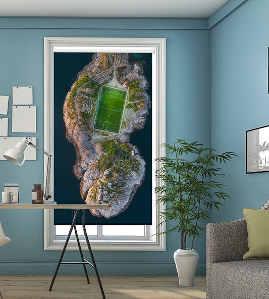 Football field on the edge of the world Printed Picture Photo Roller Blind - 1X1799098 - Art Fever - Art Fever