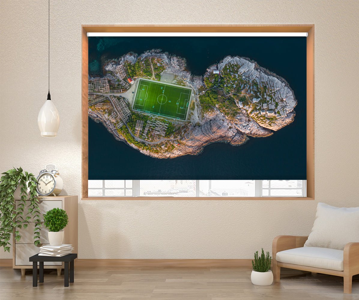 Football field on the edge of the world Printed Picture Photo Roller Blind - 1X1799098 - Art Fever - Art Fever