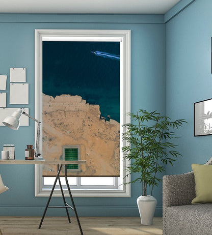 Football Pitch by the Coast Printed Picture Photo Roller Blind - 1X1734213 - Art Fever - Art Fever