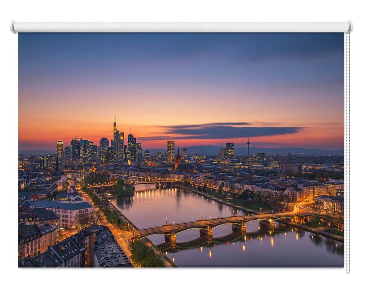 Frankfurt Skyline At Sunset Printed Picture Photo Roller Blind- 1X1419385 - Art Fever - Art Fever