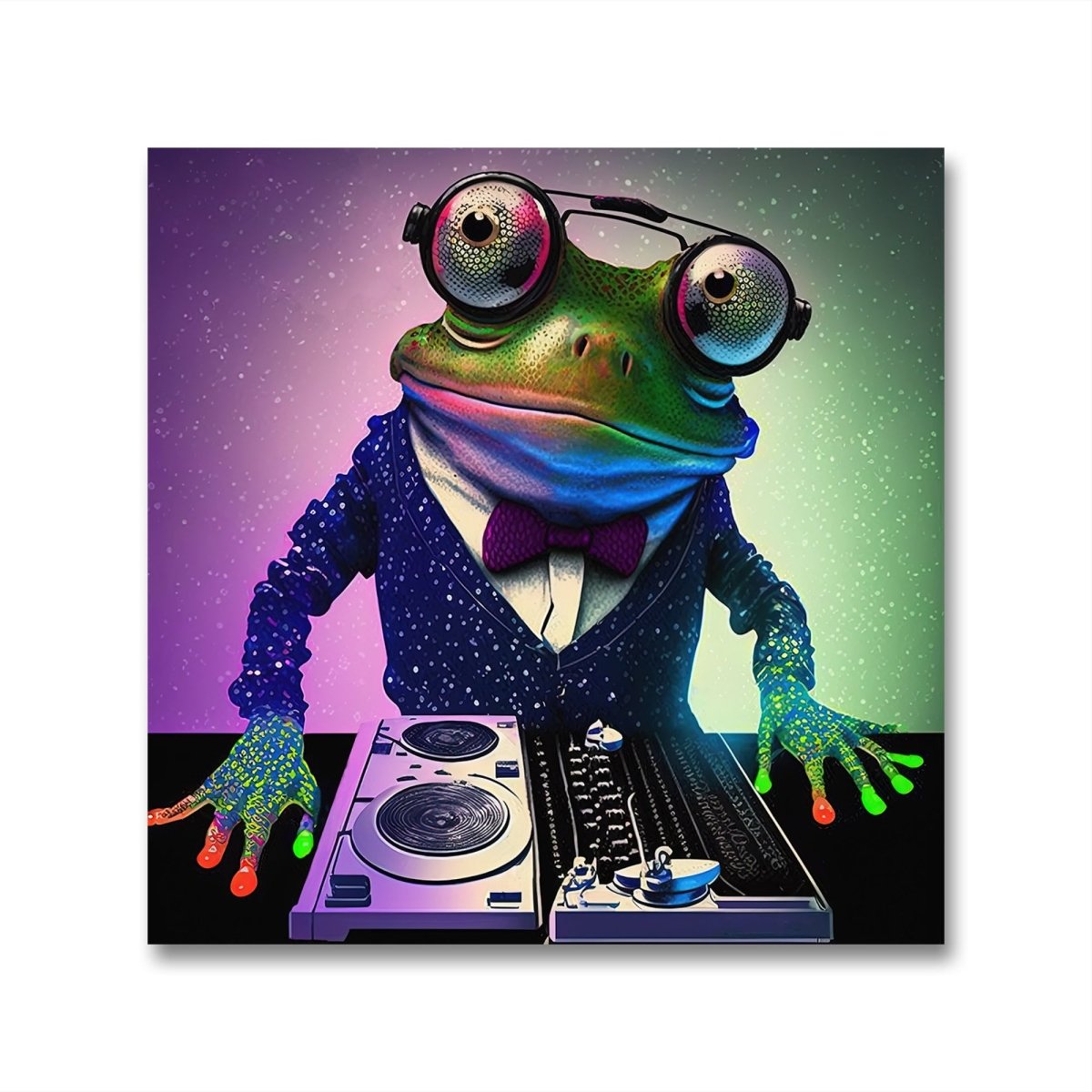 Frog DJ Pop Art Neon Style Ai Illustration Canvas Print Picture Wall Art - SPC222 - Art Fever - Art Fever