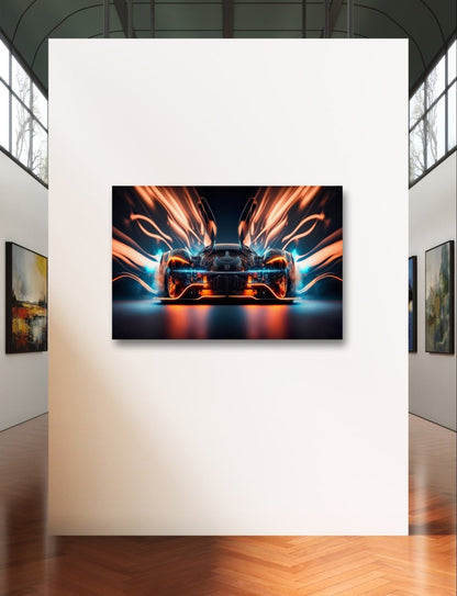 Futuristic Race Car Pop Art Neon Ai Illustration Canvas Print Picture Wall Art - SPC216 - Art Fever - Art Fever