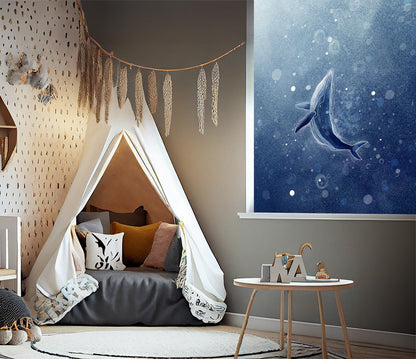Galaxy Whale Kids Nursery EasyBlock Printed Blackout Blind with Toggle attachment - EB6 - Art Fever - Art Fever