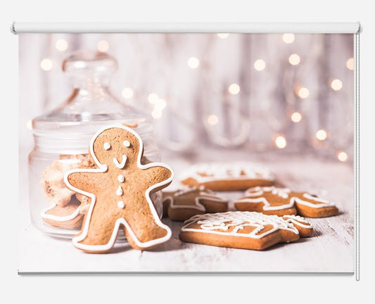 Gingerbread Men Christmas Scene Printed Picture Photo Roller Blind - RB1046 - Art Fever - Art Fever