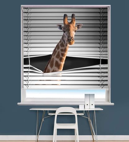 Giraffe Peeking through the blind Printed Picture Photo Roller Blind - RB713 - Art Fever - Art Fever