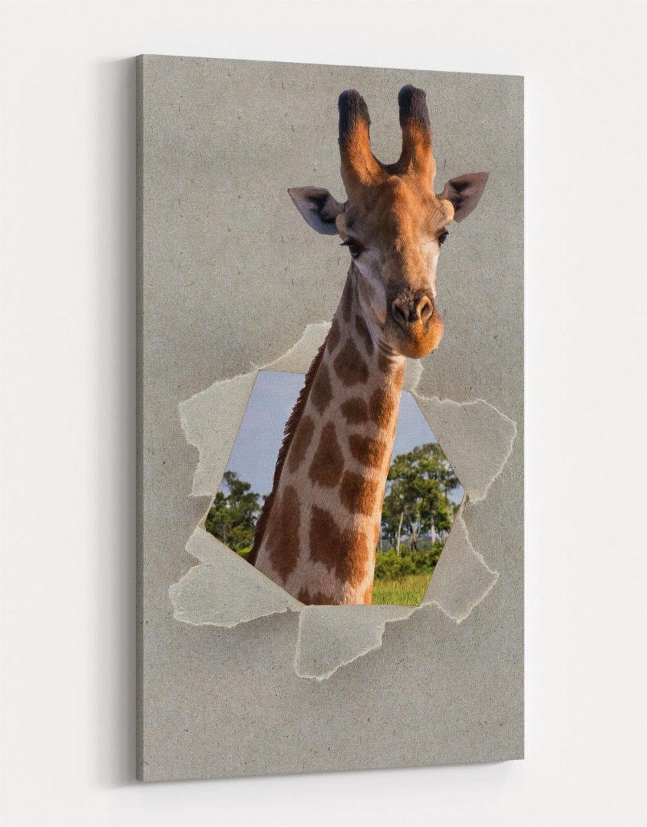 Giraffe Ripping through the Canvas Safari Scene Printed Canvas Print Picture - SPC179 - Art Fever - Art Fever