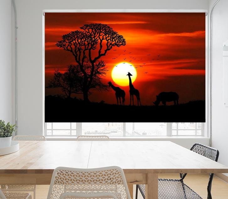 Giraffes under the African Sun Printed Picture Photo Roller Blind - RB678 - Art Fever - Art Fever