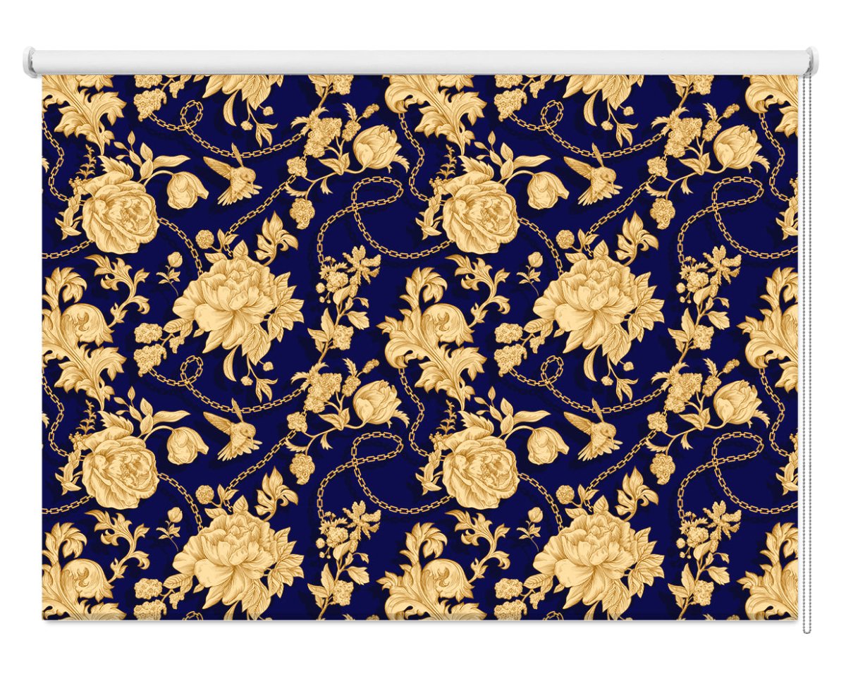 Golden Floral Seamless Pattern Printed Photo Roller Blind - RB1210 - Art Fever - Art Fever