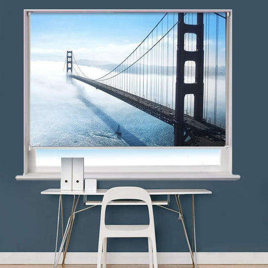 Golden Gate Bridge In San Francisco Fog Printed Picture Roller Blind - RB742 - Art Fever - Art Fever