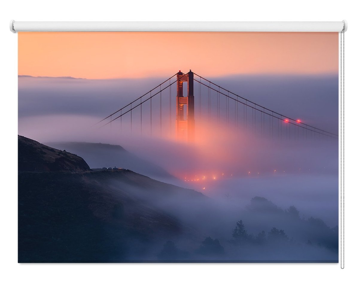 Golden Gate Bridge under the Clouds Printed Picture Photo Roller Blind - 1X1266930 - Art Fever - Art Fever